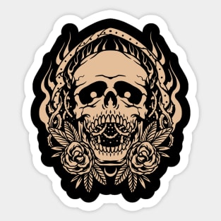 black rose skull tattoo Sticker